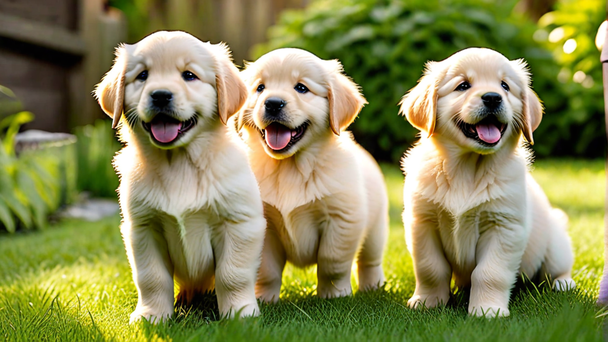 Tiny Paws: Golden Retriever Puppies Learning to Walk