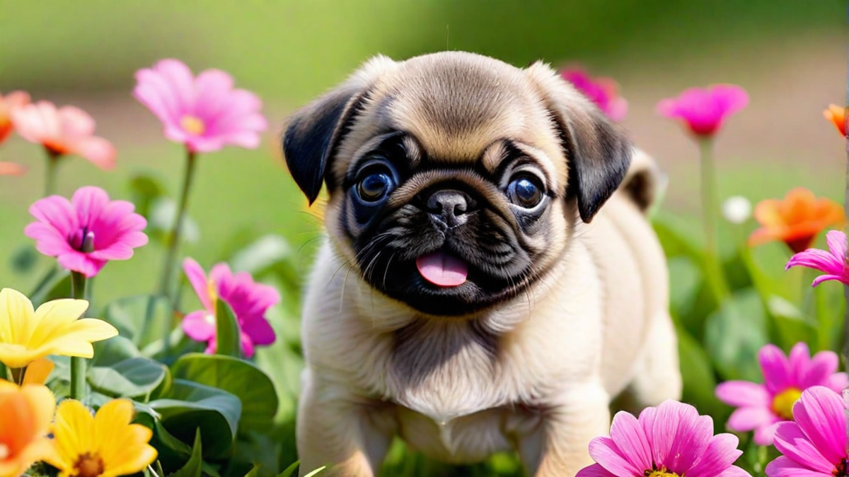 Tiny Pug Puppy Trying to Howl