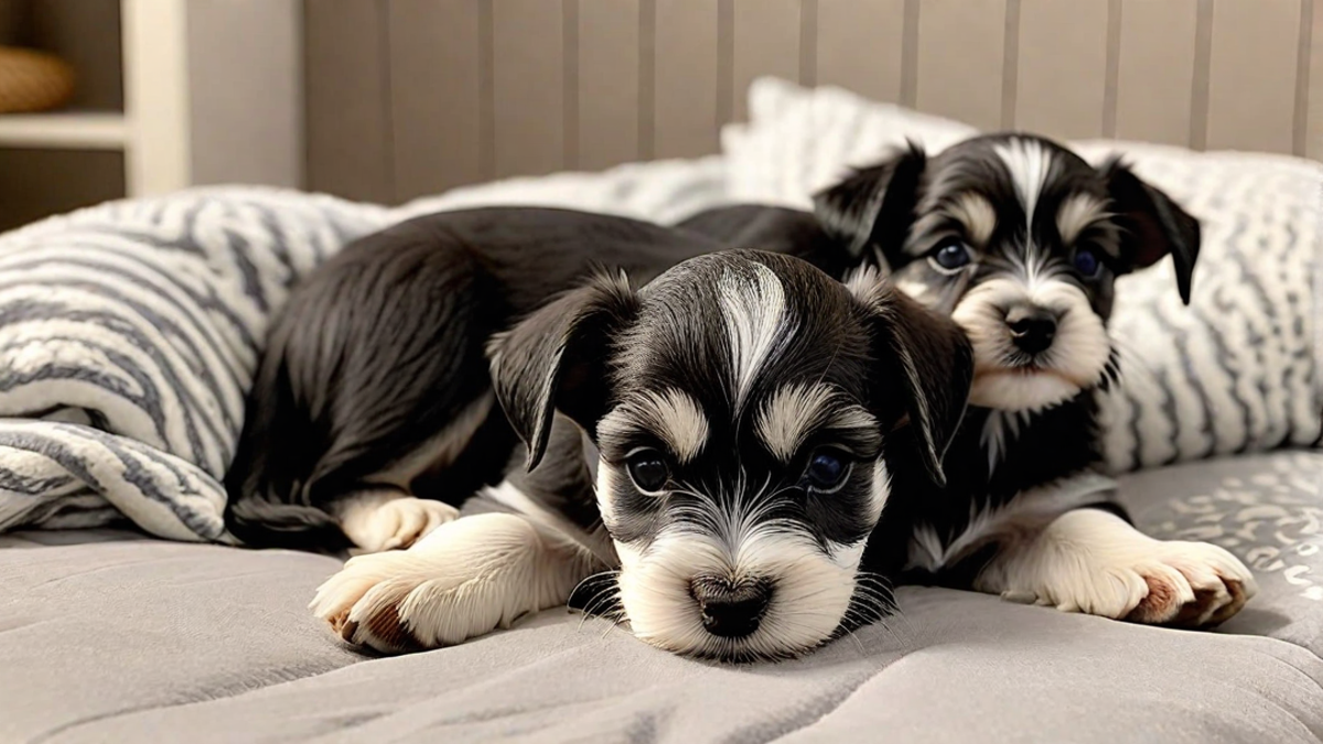 Tiny Schnauzer Puppies Nap Time