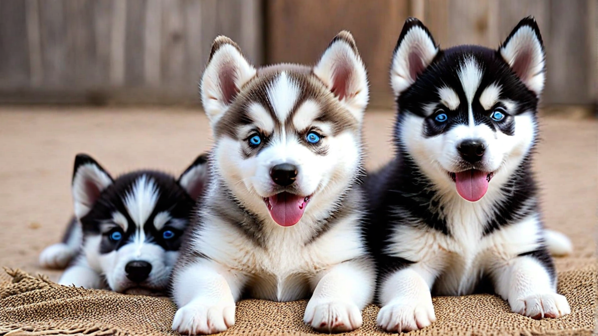 Tiny Siberian Husky Puppies Yawning