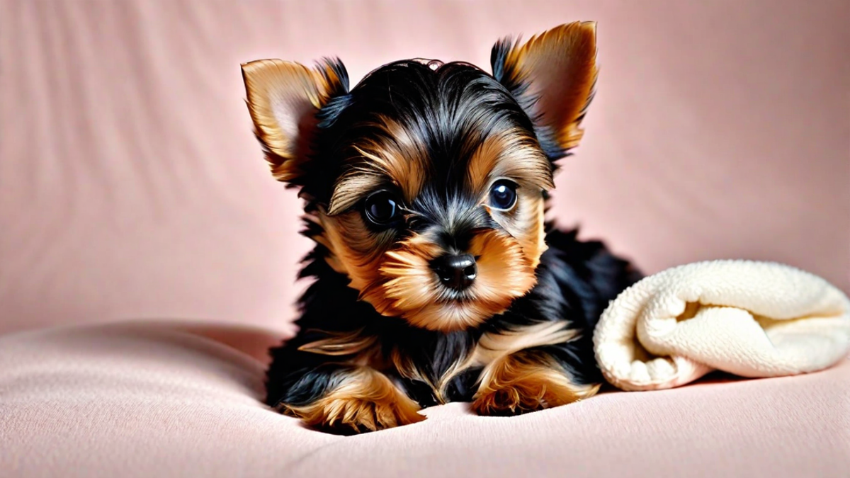 Tiny Yorkie Pup Sleeping Soundly