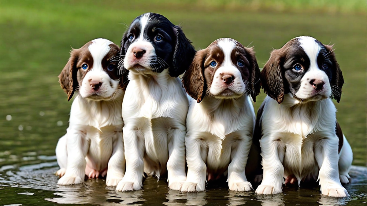 Wet Springer Spaniel Pups After a Swim