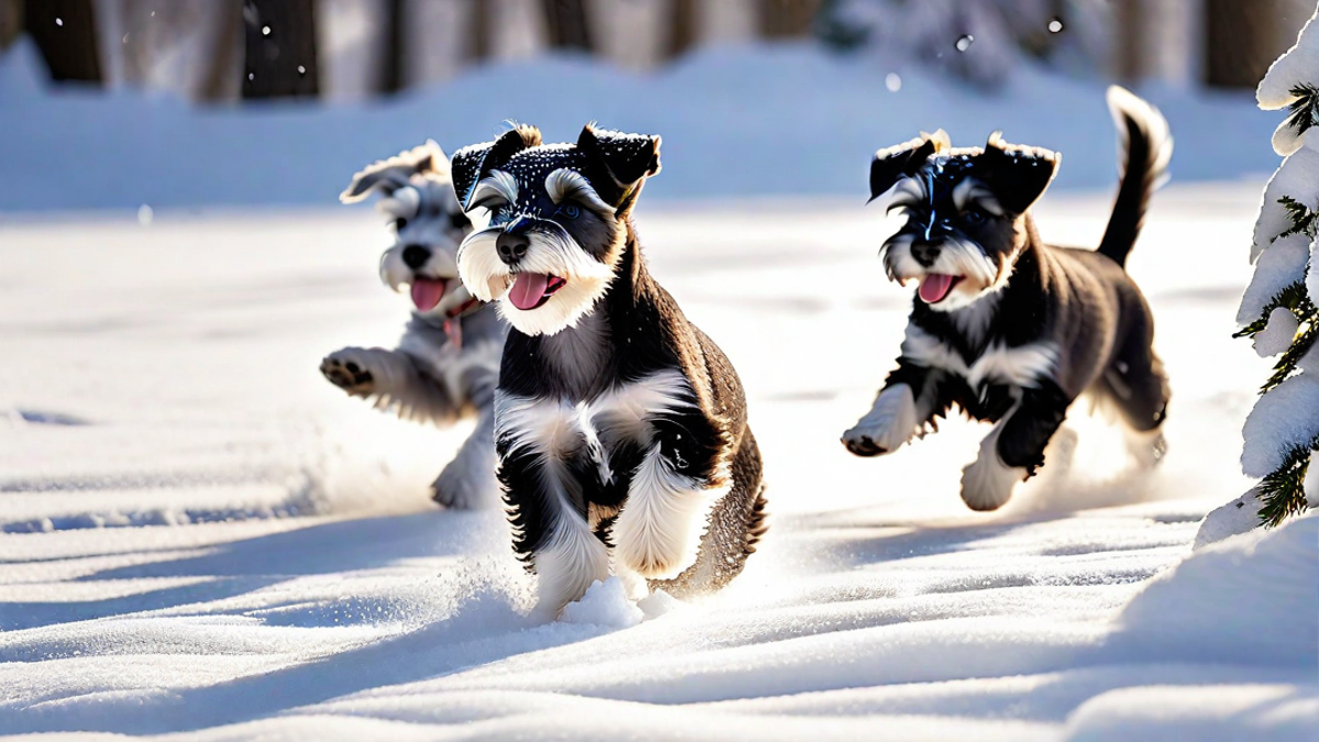 Winter Fun with Miniature Schnauzer Puppies