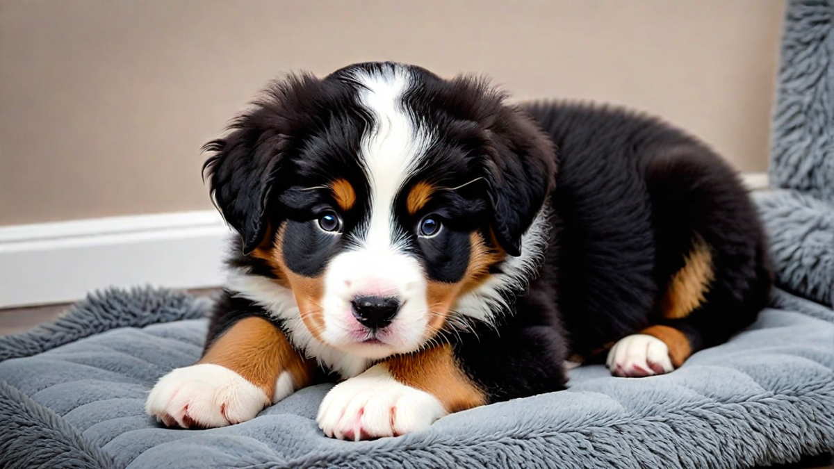 Yawning Bernese Puppy Ready for Nap Time