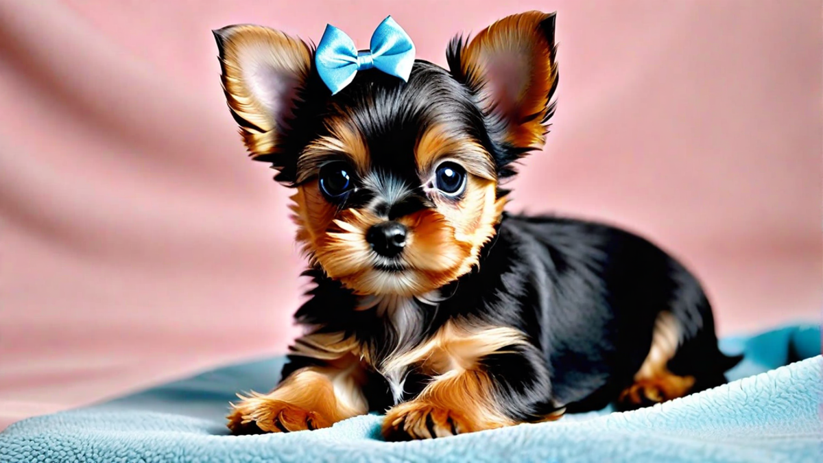 Yorkshire Terrier Puppy with Bows in Her Hair