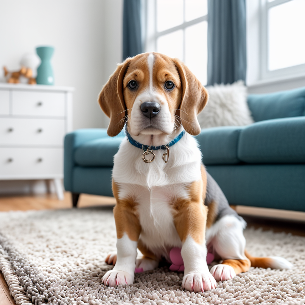 Beagle Puppy with its Head Tilted Cutely