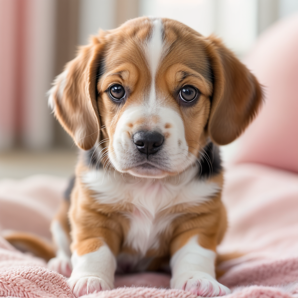 Fluffy Beagle Puppy Posing for the Camera