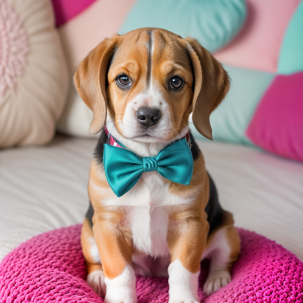 Beagle Puppy Getting Fancy with a Hair Bow