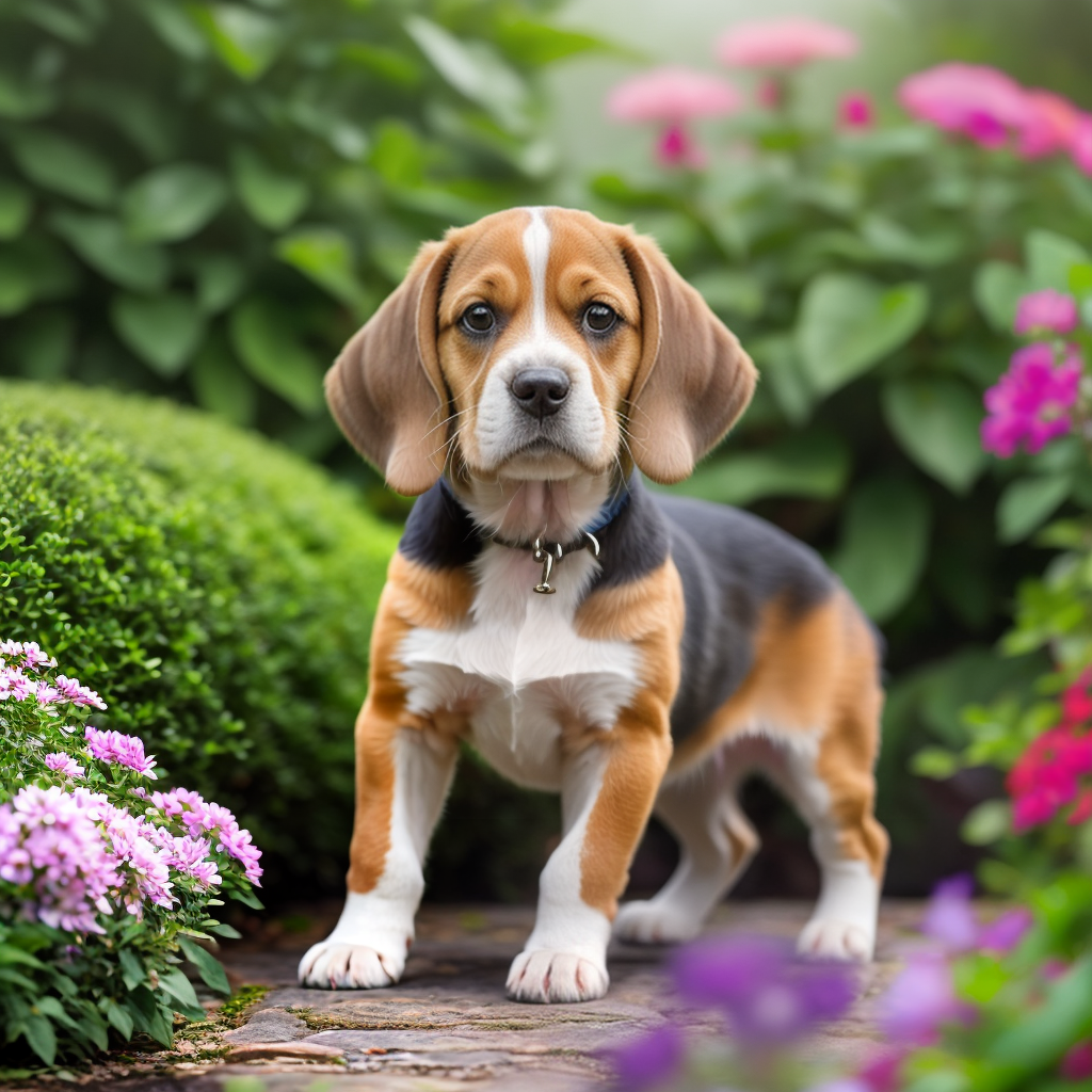 Curious Beagle Puppy Exploring the Garden