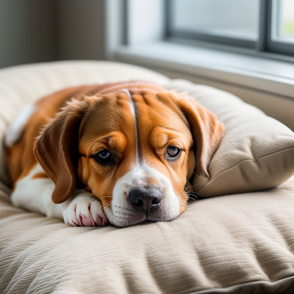 Sleepy Beagle Puppy Napping on a Soft Pillow