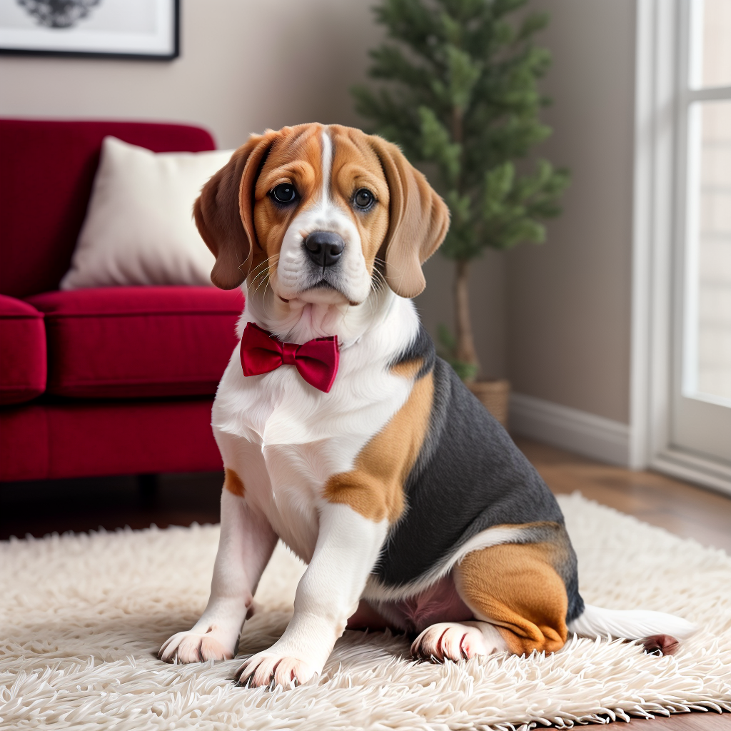 Chubby Beagle Puppy with a Bow Tie