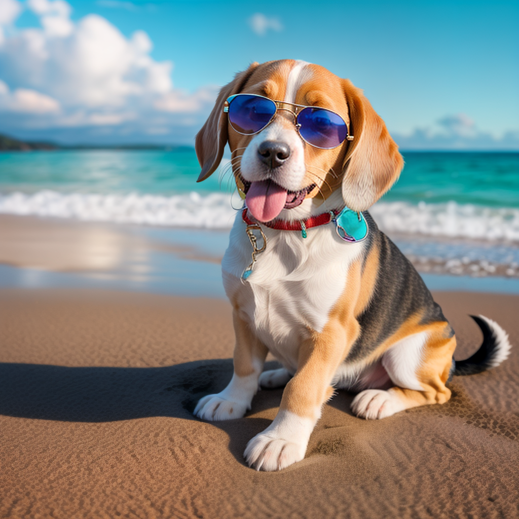 Beagle Puppy Wearing Funny Sunglasses