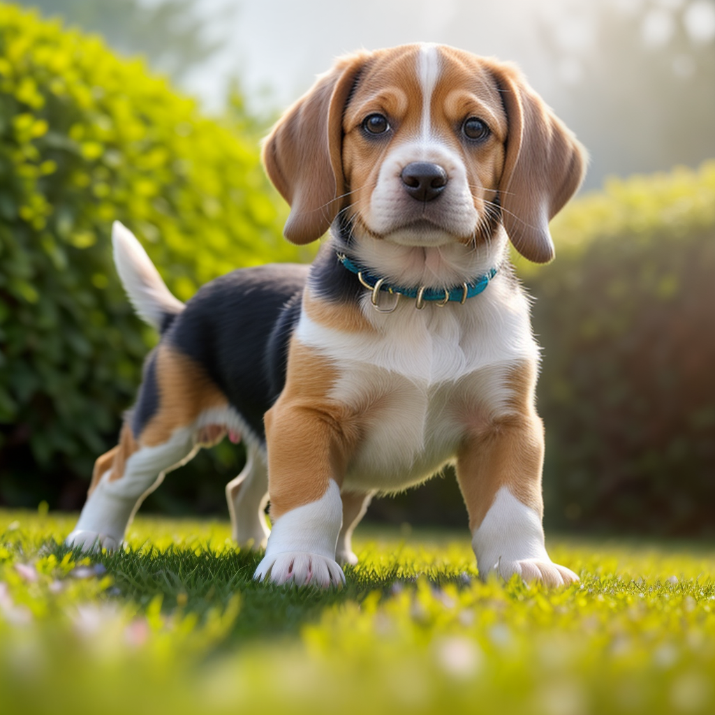 Beagle Puppy Playing with a Colorful Toy