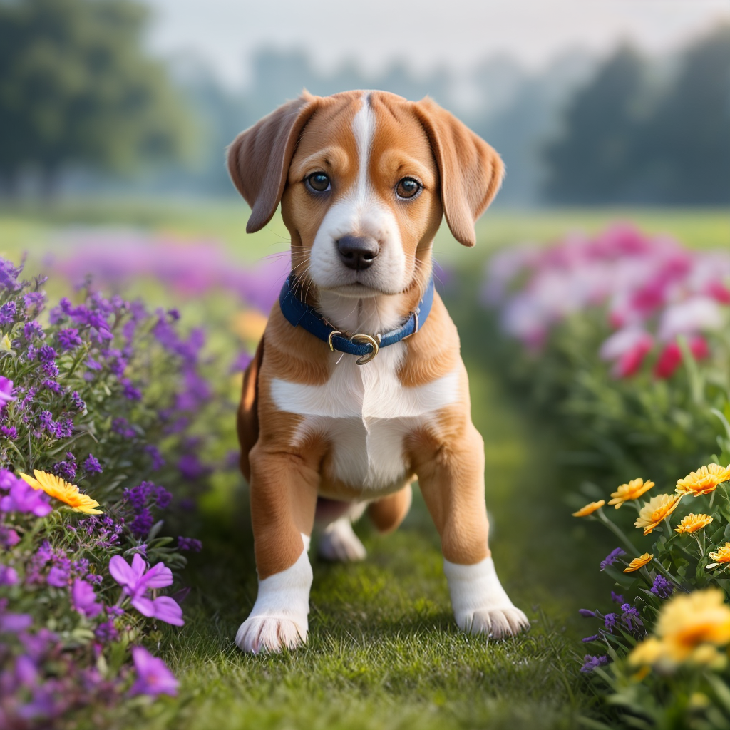 Playful Beagle Puppy Chasing a Butterfly