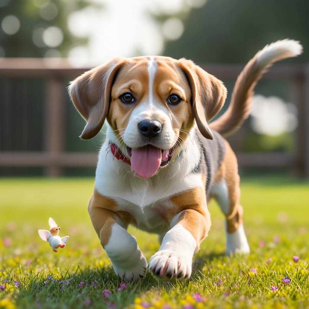 Beagle Puppy Playing Tug-of-War with a Friend