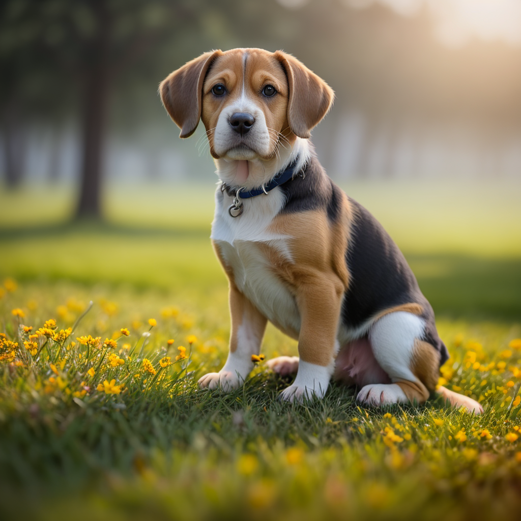 Beagle Puppy Doing a Poised Sit