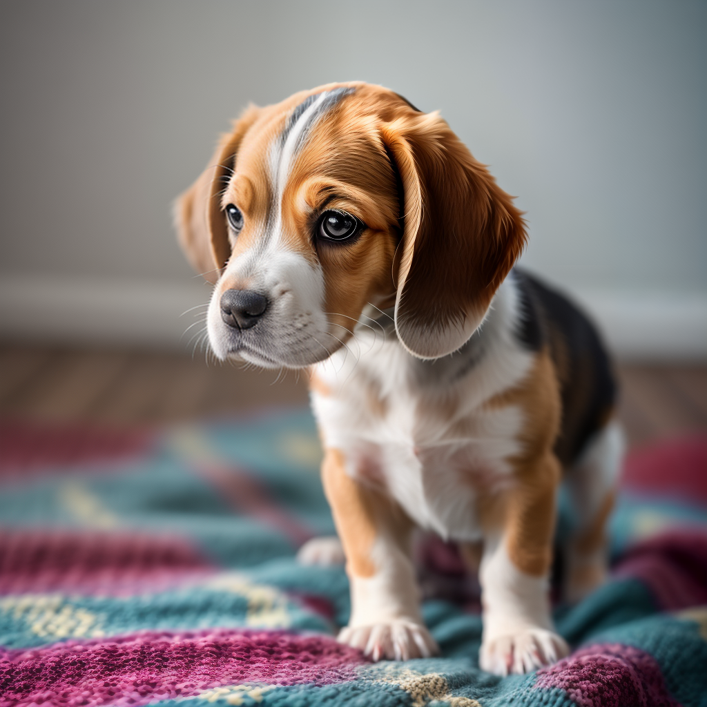 Beagle Puppy Staring Curiously at a Camera